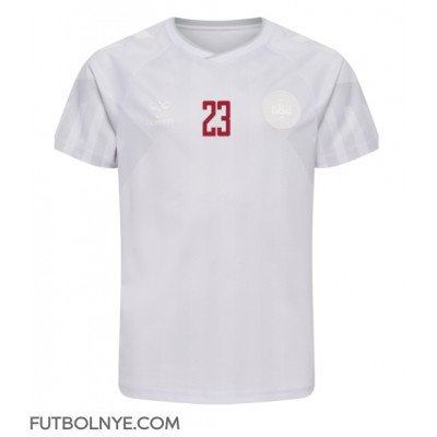 Camiseta Dinamarca Pierre-Emile Hojbjerg #23 Visitante Equipación Mundial 2022 manga corta